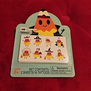 NIB Mello Smello Halloween Temporary Tattoos Candy Corn 2 Sheets 16 Tattoo